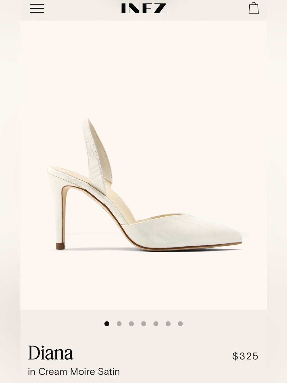 Inez Diana Cream Slingback Pump Size 8.5